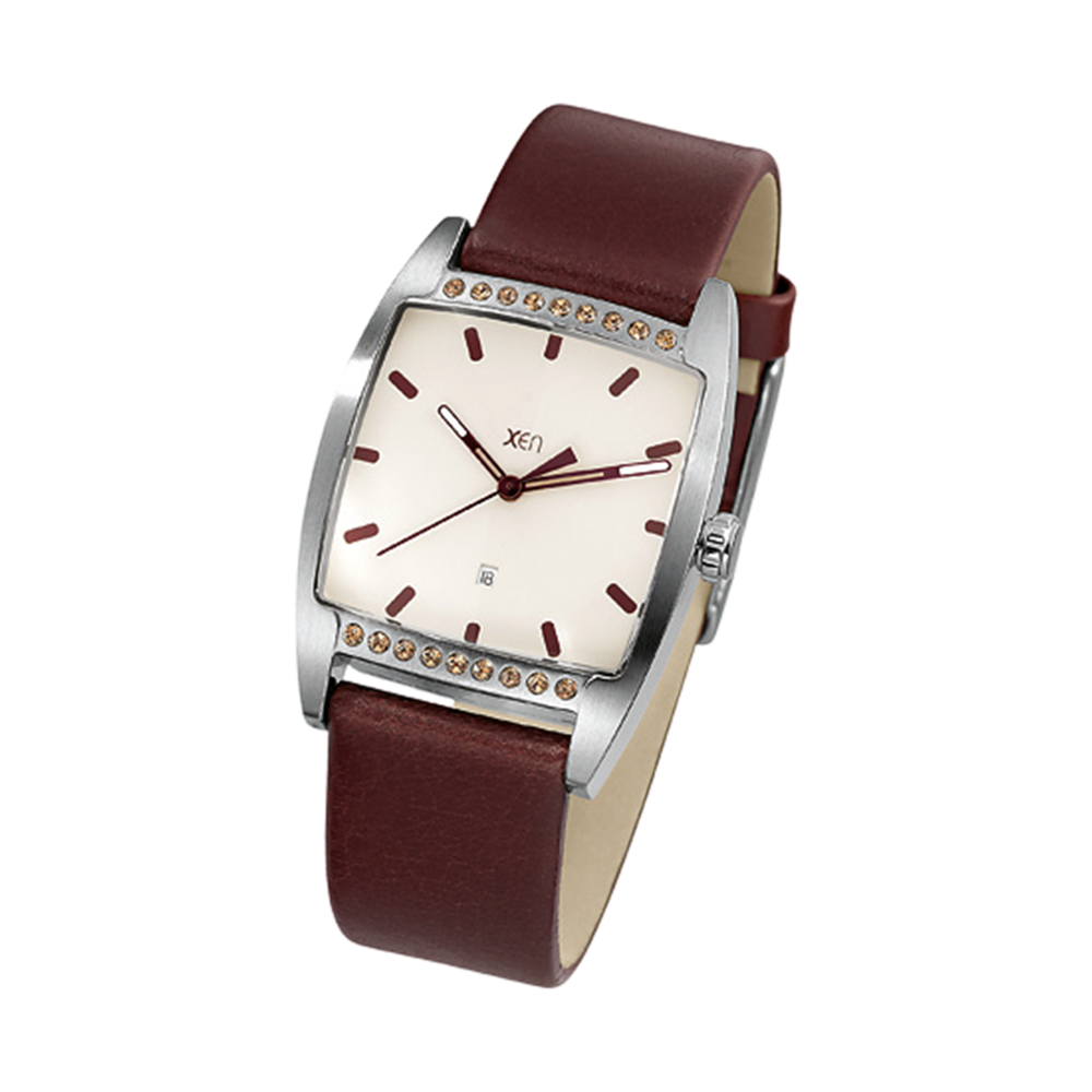 Zenubia Schmuck AG ➤ Armbanduhr - XQ0234 ➤ Edelstahl, Leder / silber, braun ➤ Xen ➤ online bei Zenubia in Winterthur kaufen ➤ sofort lieferbar
