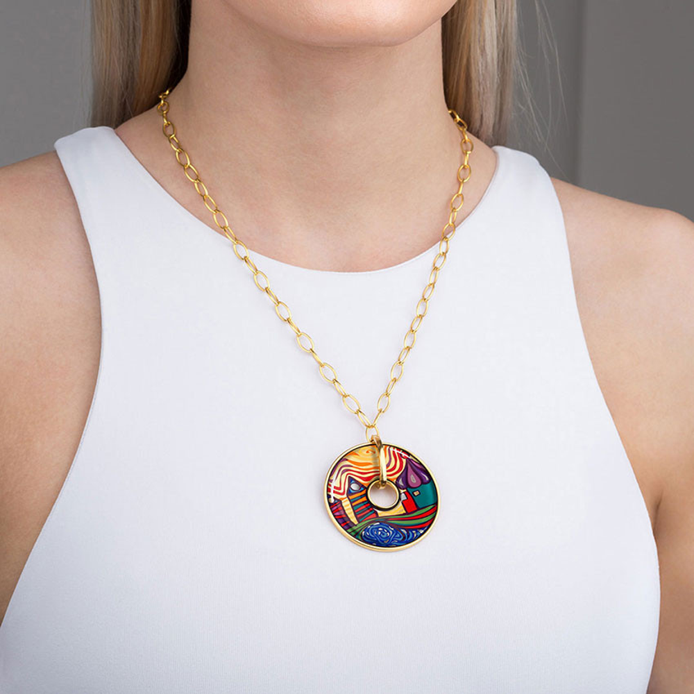 Zenubia Schmuck AG ➤ Anhänger Luna Piena »HW 493LP/2511« ➤ 999er Gold-Dekor, Feueremail / gold ➤ Frey Wille ➤ online bei Zenubia in Winterthur kaufen ➤ sofort lieferbar