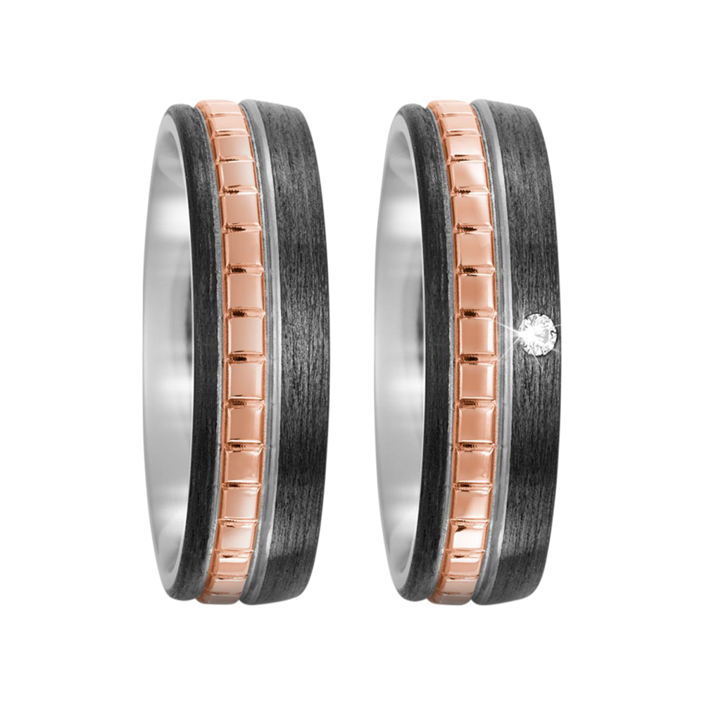 Zenubia Schmuck AG ➤ Titan, Carbon, 750/18 K Rotgold Ring ➤ Titan, Rotgold, Carbon / silber, rosé, schwarz ➤ Titanfactory ➤ online bei Zenubia in Winterthur kaufen ➤ sofort lieferbar