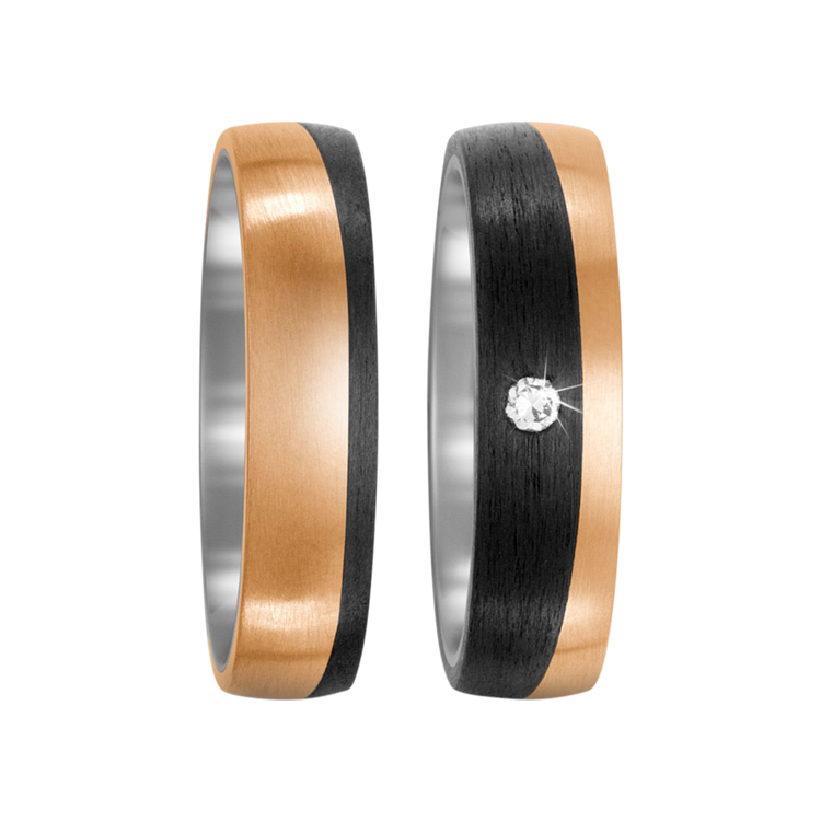 Zenubia Schmuck AG ➤ Trauringe aus Bronze, Titan und Carbon mit 0,03 Karat Brillant ➤ Carbon, Bronze, Titan / silber, schwarz, gold ➤ Titanfactory ➤ online bei Zenubia in Winterthur kaufen ➤ sofort lieferbar