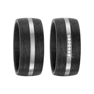 Zenubia Schmuck AG ➤ Trauringe aus 500er Palladium und Carbon mit 0,049 Karat Brillanten ➤ Carbon, Palladium / silber, schwarz ➤ Titanfactory ➤ online bei Zenubia in Winterthur kaufen ➤ sofort lieferbar