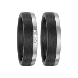 Zenubia Schmuck AG ➤ Trauringe aus 500er Palladium und Carbon mit 0,03 Karat Brillanten ➤ Carbon, Palladium / silber, schwarz ➤ Titanfactory ➤ online bei Zenubia in Winterthur kaufen ➤ sofort lieferbar