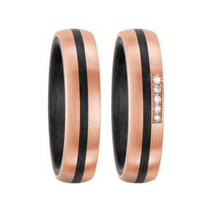 Zenubia Schmuck AG ➤ Trauringe aus 585/14 K Roségold und Carbon mit 0,05 Karat Brillanten ➤ Roségold, Carbon / schwarz, rosé ➤ Titanfactory ➤ online bei Zenubia in Winterthur kaufen ➤ sofort lieferbar