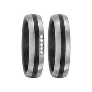 Zenubia Schmuck AG ➤ Trauringe aus 500er Palladium und Carbon mit 0,05 Karat Brillanten ➤ Carbon, Palladium / silber, schwarz ➤ Titanfactory ➤ online bei Zenubia in Winterthur kaufen ➤ sofort lieferbar